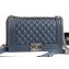 Chanel Caviar Leather Boy Flap Medium Bag Navy Blue