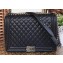 Chanel Caviar Leather Boy Flap Large Bag Black/Silver