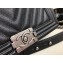 Chanel Caviar Leather Chevron Boy Flap Medium Bag Black/Silver