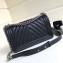 Chanel Caviar Leather Chevron Boy Flap Medium Bag Black/Silver