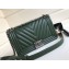 Chanel Caviar Leather Chevron Boy Flap Medium Bag Green/Silver