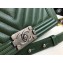 Chanel Caviar Leather Chevron Boy Flap Medium Bag Green/Silver
