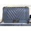 Chanel Caviar Leather Chevron Boy Flap Medium Bag Gray/Silver