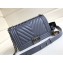 Chanel Caviar Leather Chevron Boy Flap Medium Bag Gray/Silver