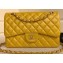 Chanel Lambskin Jumbo Classic Flap Bag A1113 Yellow