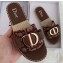 Dior Oblique CD Bow Canvas Espadrilles Slipper Sandals Burgundy 2020