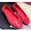 Tory Burch Minnie Travel Ballet Flats in Soft Napa Leather Melon Red
