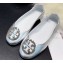Tory Burch Minnie Travel Ballet Flats in Soft Napa Leather Crinkled Silver