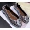 Tory Burch Minnie Travel Ballet Flats in Soft Quilted Napa Leather Silver