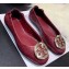 Tory Burch Minnie Travel Ballet Flats in Soft Quilted Napa Leather Burgundy