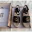 Gucci Leather Platform 5.5cm Espadrilles Sandals Black With Double G 2020