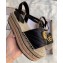 Gucci Leather Platform 5.5cm Espadrilles Sandals Black With Double G 2020