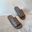Louis Vuitton Monogram-embroidered Satin Homey Flat Mules Gun Color 2020