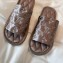 Louis Vuitton Monogram-embroidered Satin Homey Flat Mules Gun Color 2020