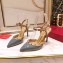 Valentino Heel 9.5cm Rockstud Slingback Pumps Sandals in Patent Leather Dusty Blue