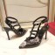 Valentino Heel 9.5cm Chain Rose Print Undercover Rockstud Pumps Black
