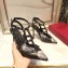 Valentino Heel 9.5cm Chain Rose Print Undercover Rockstud Pumps Black