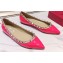 Valentino Rockstud Ballet Flats Ballerinas in Patent Leather Rouge Pink