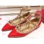Valentino Rockstud Caged Ankle Strap Ballet Flats Ballerinas in Patent Leather Red