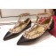 Valentino Rockstud Caged Ankle Strap Ballet Flats Ballerinas in Leather Black