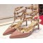 Valentino Heel 9.5cm Rockstud Caged Ankle Strap Pumps in Patent Leather Dusty Pink