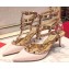 Valentino Heel 9.5cm Rockstud Caged Ankle Strap Pumps in Patent Leather Light Pink