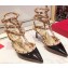 Valentino Heel 9.5cm Rockstud Caged Ankle Strap Pumps in Patent Leather Black