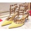 Valentino Heel 9.5cm Rockstud Caged Ankle Strap Pumps in Patent Leather Yellow