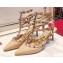 Valentino Heel 9.5cm Rockstud Caged Ankle Strap Pumps in Leather Nude