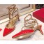Valentino Heel 9.5cm Rockstud Caged Ankle Strap Pumps in Patent Leather Red