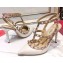 Valentino Heel 9.5cm Rockstud Caged Pumps in Leather White