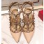 Valentino Heel 9.5cm Rockstud Caged Pumps in Patent Leather Beige