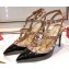 Valentino Heel 9.5cm Rockstud Caged Pumps in Patent Leather Black