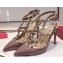 Valentino Heel 9.5cm Rockstud Caged Pumps in Patent Leather Dusty Pink