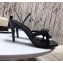 Saint Laurent Heel 8cm Crystal Ball and Bow Mules Patent Black 2020