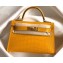 Hermes Mini Kelly II Bag in Alligator Embossed Leather Half Handmade Yellow