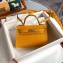 Hermes Mini Kelly II Bag in Alligator Embossed Leather Half Handmade Yellow