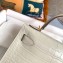 Hermes Mini Kelly II Bag in Alligator Embossed Leather Half Handmade White