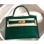 Hermes Mini Kelly II Bag in Alligator Embossed Leather Half Handmade Green