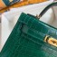 Hermes Mini Kelly II Bag in Alligator Embossed Leather Half Handmade Green