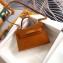 Hermes Mini Kelly II Bag in Alligator Embossed Leather Half Handmade Brown