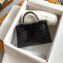 Hermes Mini Kelly II Bag in Alligator Embossed Leather Half Handmade Black/Gold