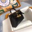 Hermes Mini Kelly II Bag in Alligator Embossed Leather Half Handmade Black/Gold