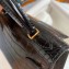 Hermes Mini Kelly II Bag in Alligator Embossed Leather Half Handmade Black/Gold