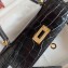 Hermes Mini Kelly II Bag in Alligator Embossed Leather Half Handmade Black/Gold