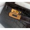 Hermes Mini Kelly II Bag in Alligator Embossed Leather Half Handmade Black/Gold