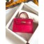 Hermes Mini Kelly II Bag in Alligator Embossed Leather Half Handmade Fuchsia