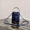 Prada Duet Fabric Shoulder Bucket Bag 1BH038 Navy Blue