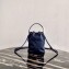 Prada Duet Fabric Shoulder Bucket Bag 1BH038 Navy Blue