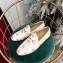 Gucci Women's Horsebit Loafer Embroidered Bees and Stars White
